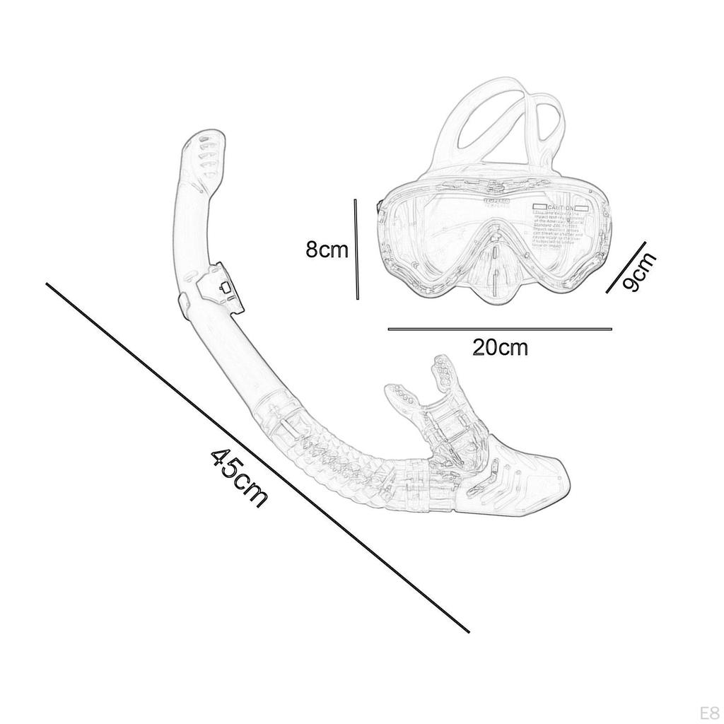 Diving Mask Dry Top Snorkel Set, Goggles Snorkeling Gear for Swimming Freediving