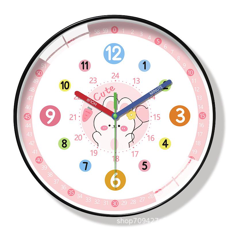 11-Inch Rainbow Learning Clock Early Education Student Wall Clock Large Size Children's Room No Punching