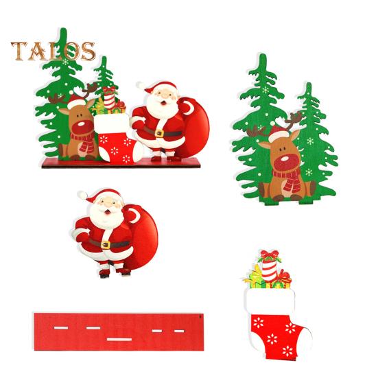 Christmas Table Sign Wooden Snowman Santa Reindeer Xmas Tree Ornaments Merry Christmas Decoration for Home Party DIY Decor