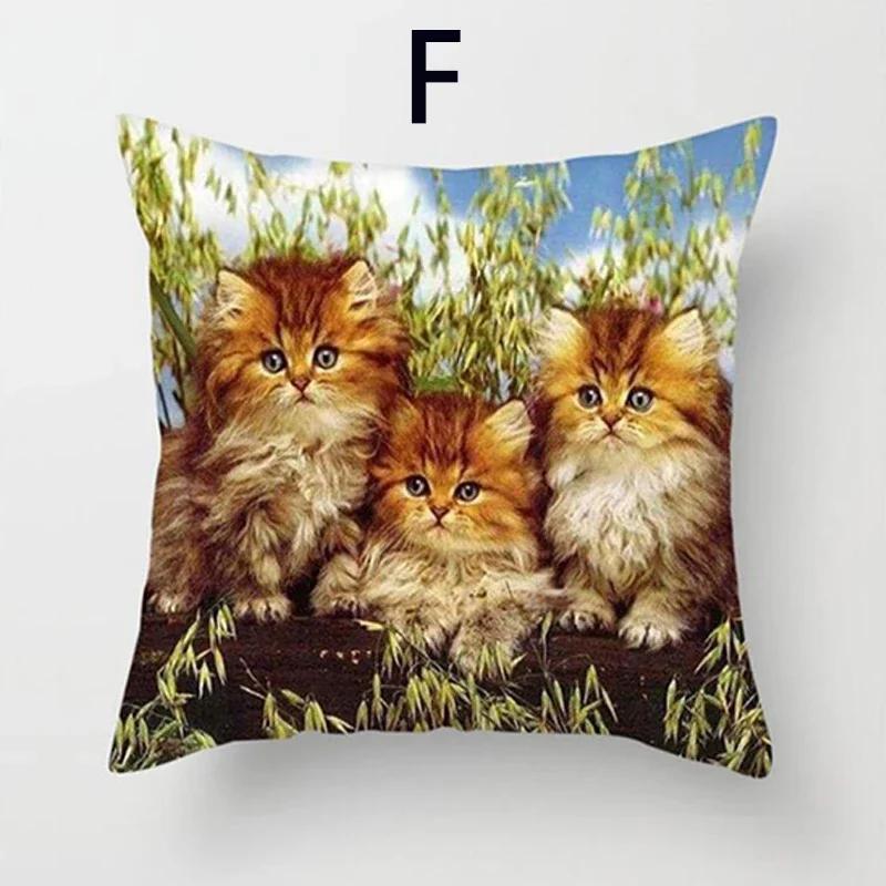 Cushion Cover Cute Cat Pattern Square Pillowcase Zipper Birthday Gift Sofa Home Hotel Decoration 45*45cm