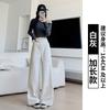 Gray sweatpants women's autumn new drape high waist casual straight sweatpants drawstring lulu wide leg pants