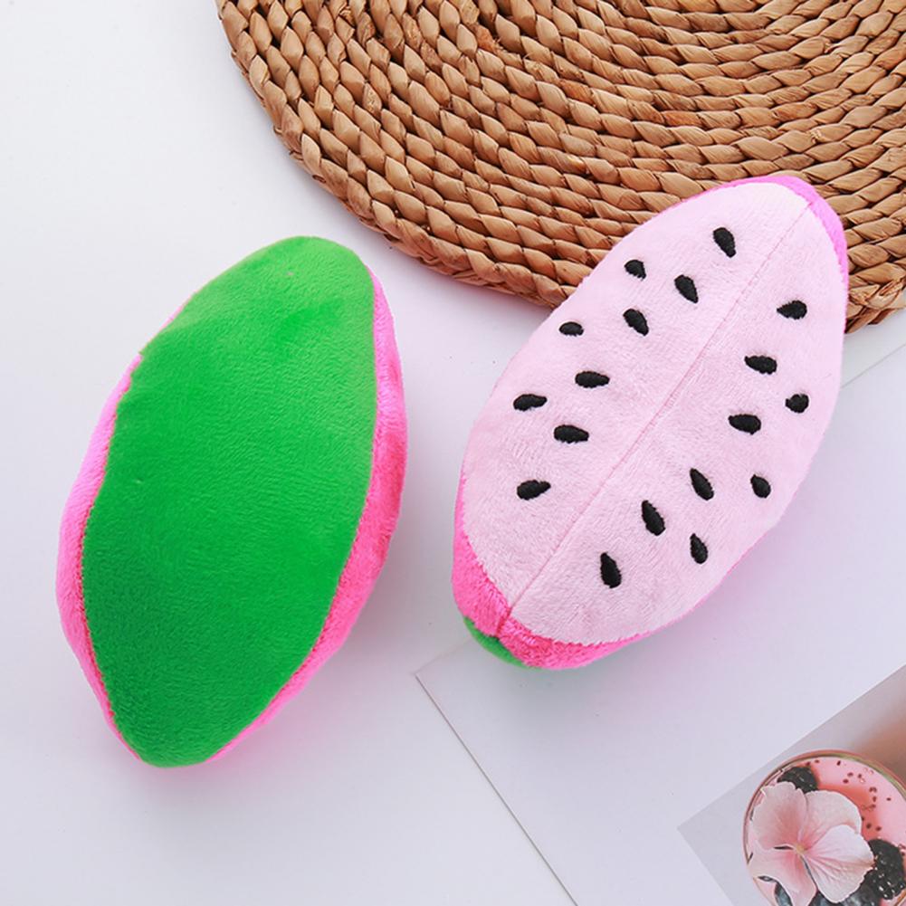 Plush Watermelon Dog Toy with Wrinkle Sound Plush Texture Dog Chew Toy Watermelon Shape Dog Chew Toy for Small Dogs for Teeth
