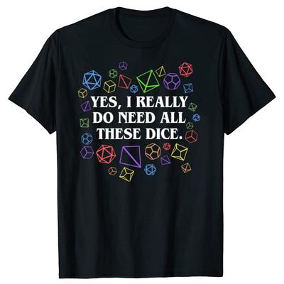 Men Women Dungeon And Dragon Dice Tabletop RPG T Shirts Accessories DND Game 100% Cotton T-shirt Clothes Fashion Tee Shirt