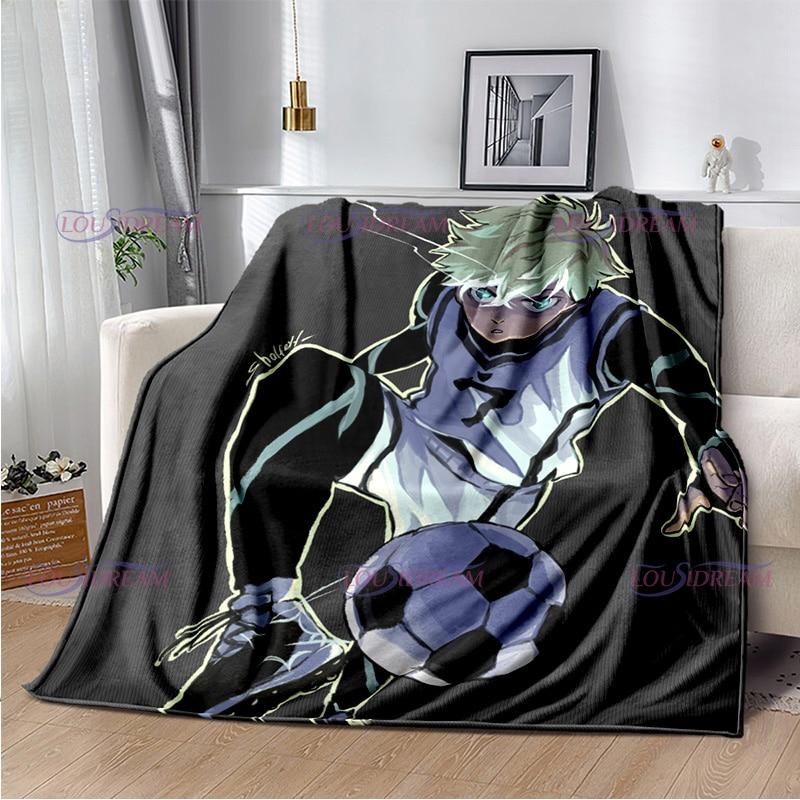 Manta con cierre azul de dibujos animados japoneses, manta cálida de felpa acogedora para el hogar, para cama, sofá, regalos ligeros para niños