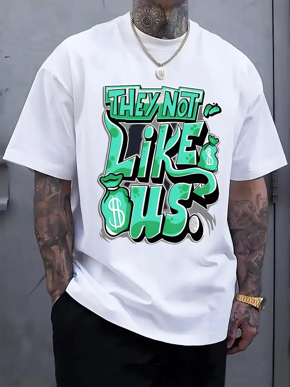 

They Don t Like Us Graphic T-shirt - Green & Black Dollar Sign Print XL