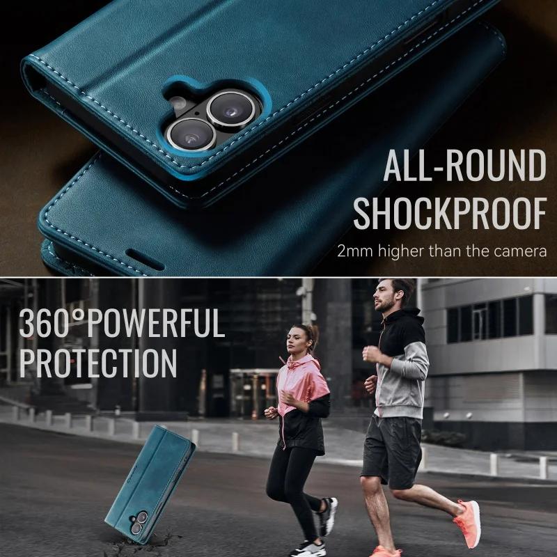 Magnetic FlipLeather Phone Case for IPhone 16 17 Pro Max Air 16E 15 Plus 14 13 12 11 Pro Max X XS XR SE Stand Wallet Card Cover