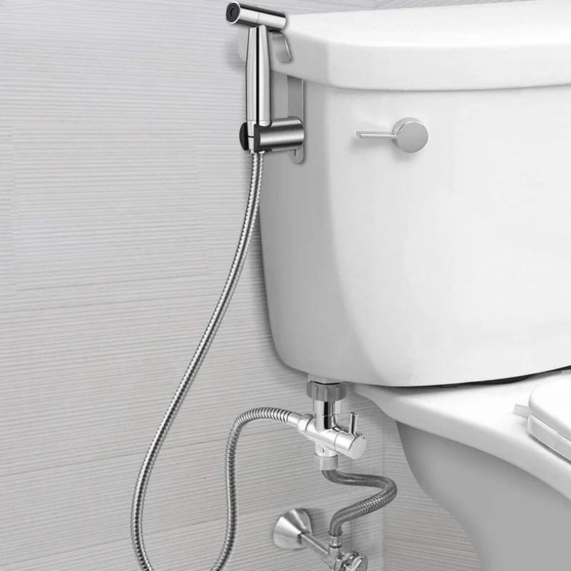 Stainless Steel Handheld Toilet Bidet Sprayer Set Self Cleaning Hand Bidet Faucet Shower Head For Bathroom