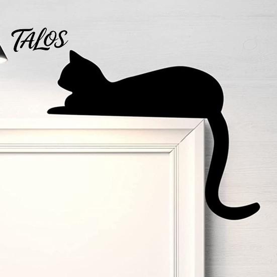 Niedliches Tier Tür Eckschild Holzschwarze Katze Topper, Minimalistisches Silhouette Rahmen Schild, Dekoratives Liebhaber Einweihungsgeschenk Deko für Wohnzimmer