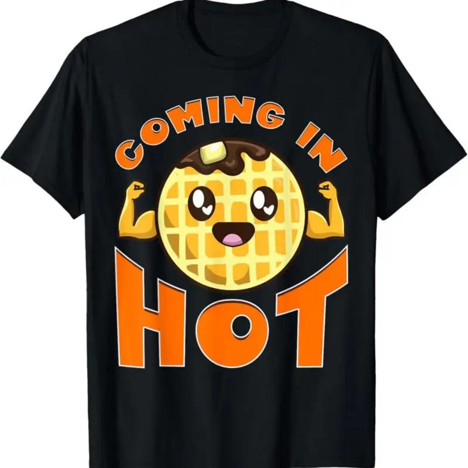 Funny Waffle Joke Breakfast Dessert Food Coming In Hot T Shirt S чёрный