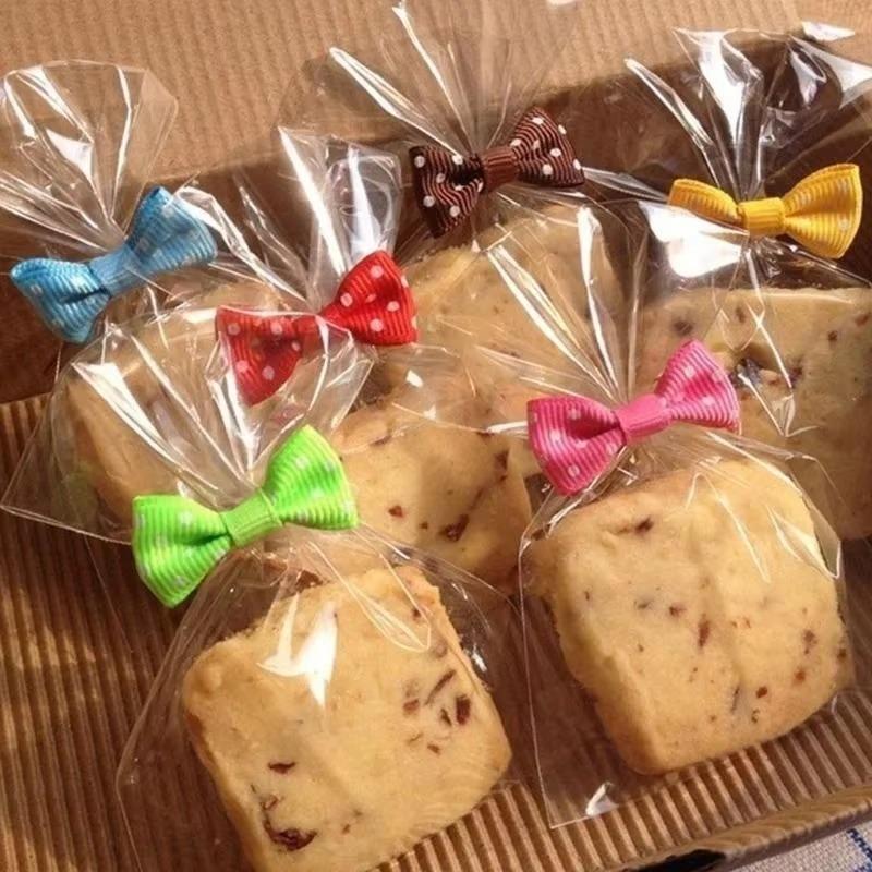 50 DIY Polka Dot Bow Lollipop Tie Silk Sealed Packaging Kitchen Baked Goods Biscuit Bag Candy Gift Packaging Sealed