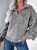 Autumn Winter Casual Loose Plush Pullover Shirt with Lapel and Long Sleeves