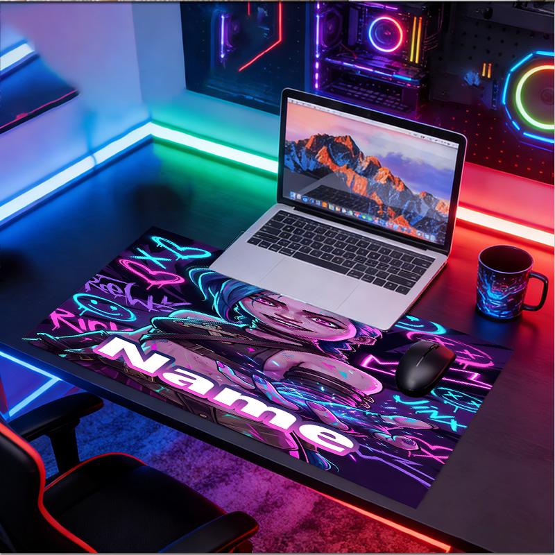 Custom Name Personalized Jinx Pattern Mousepad, Laptop PC Desk Mat, Decorative Desk Mat for Home Keyboard Pad Gift