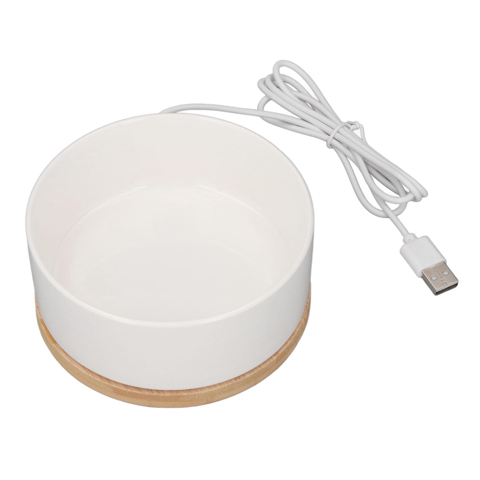 Grote Verwarmde Waterbak USB Keramisch Automatische Verwarming Slimme Thermische Kom Verwarmde Waterbak voor Hond Katten in de Winter white