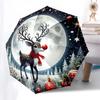 1pc Snowman Winter Scene Automatic Folding Umbrella, Portable 3-Fold Design with Iron Frame, Perfect for Outdoor Use, Festive Gift for Fans, Travelers