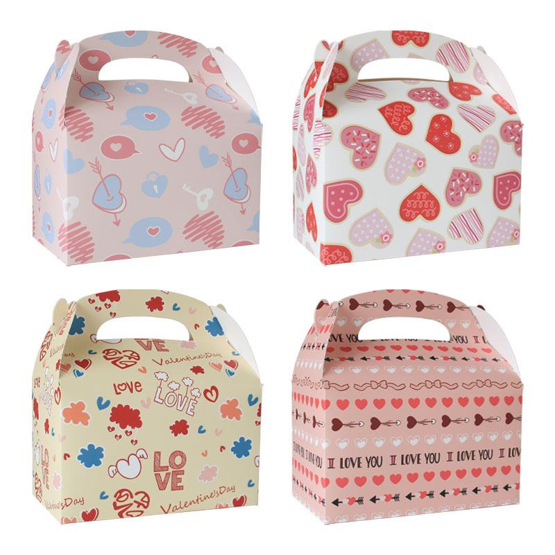 

WTEMPO Printed Foldable DIY Paper Gift Boxes Valentine s Day Portable Boxes with Handles Universal Storage Boxes Party Decor Treat Boxes 12pcs разноцветный