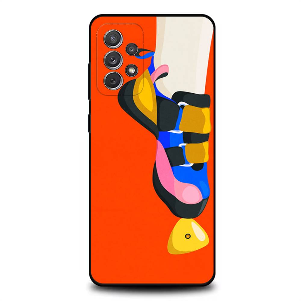 Rock Climbing Wall Phone Case For Samsung S 25,24,23,22,30,21,10,9,Ultra,Plus,Lite,FE,4,5G Black Soft Case