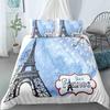 Paris Tower Duvet Cover Famous Buildings In France for Women Men Adults Pink Romantic Bedroom Decoration Polyester Quilt Cover