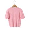 Europäischer und amerikanischer Stil, neue Damenbekleidung, modischer kurzärmeliger bestickter Strickpullover im College-Stil