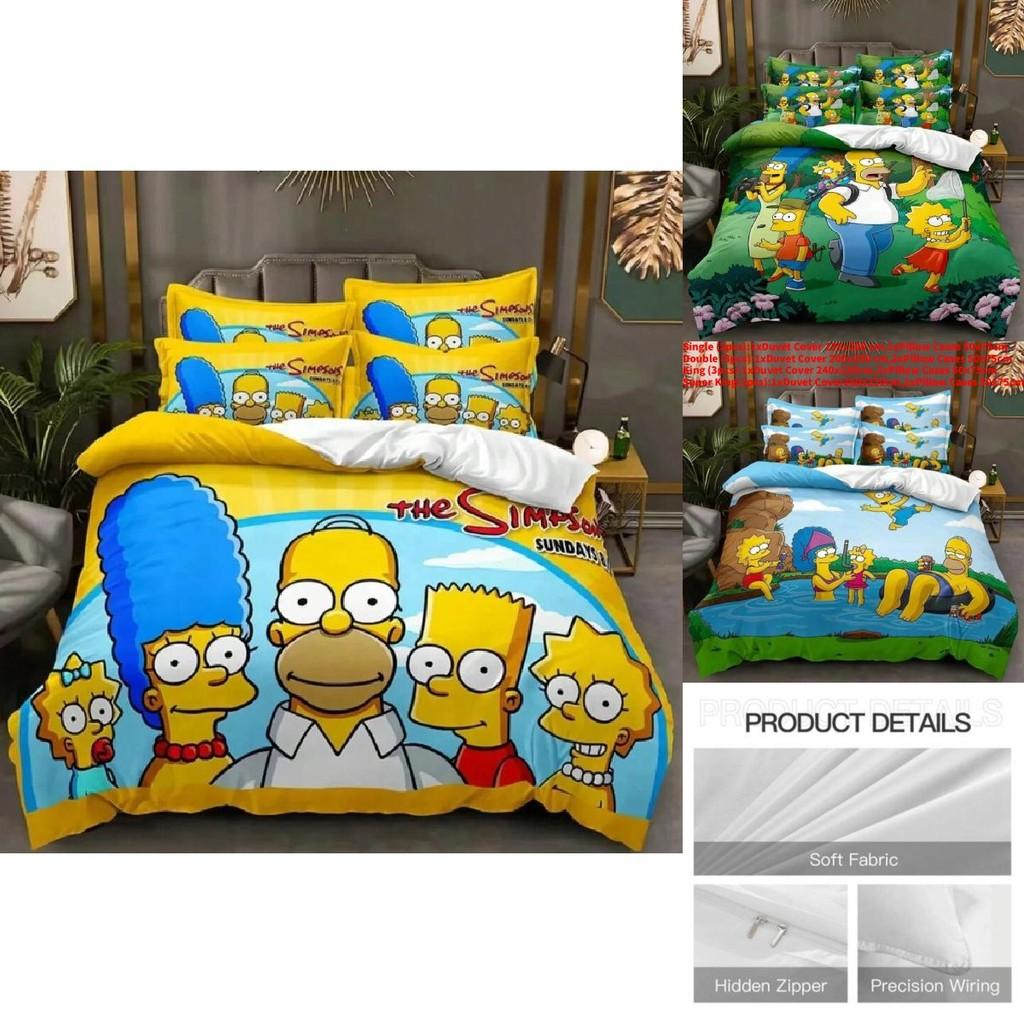 The Simpsons Cartoon Bedding Set With Reactive Dye Printing For Modern Home Decor