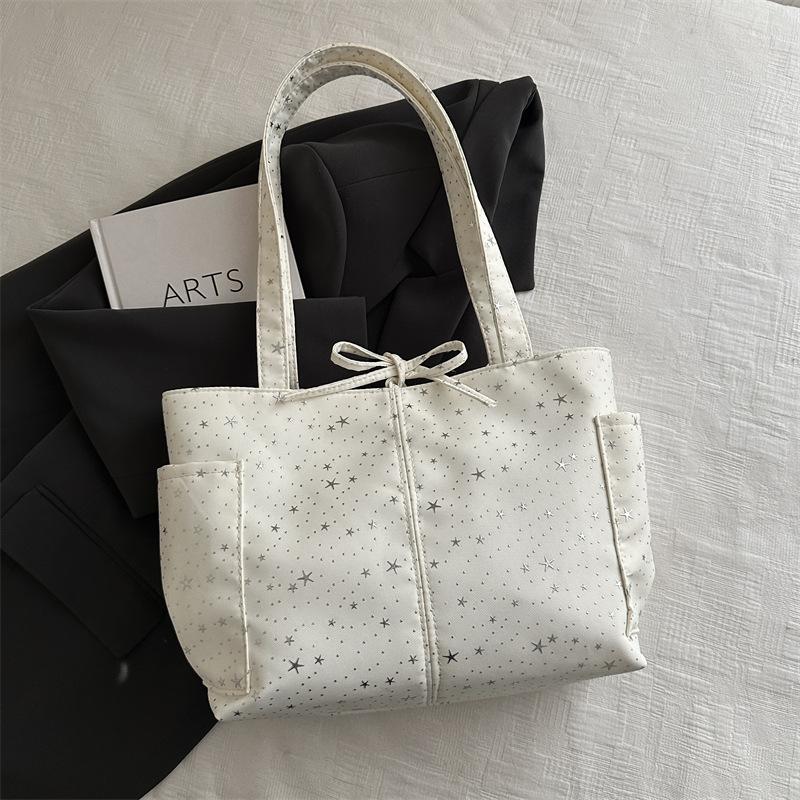 Simple Star Pattern Canvas Tote Bag for Women Large Capacity Casual Shoulder Handbag KTB