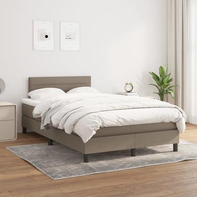 Vidaxl Łóżko Kontynentalne Z Materacem, Taupe, Tkanina, 120X200 Cm