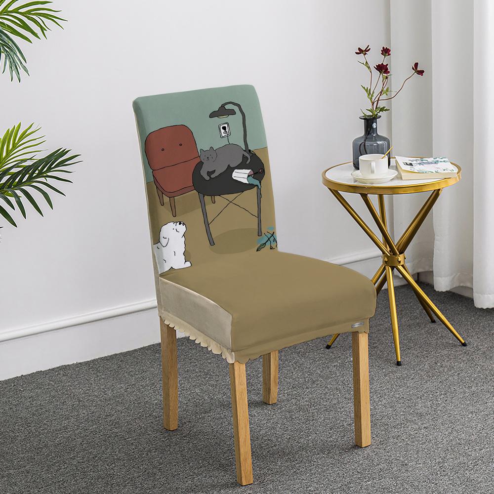 Cartoon Ausflug Welpen Stuhlset Esstischdecke Haushalts Sitzbezug Stuhlkissen Elastisch Niedlich All-inclusive Neues Modell