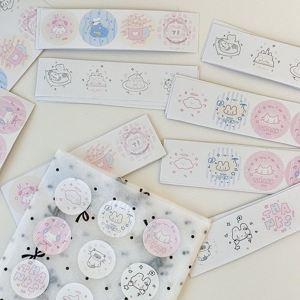 Original Design Cake Cat Sealing Sticker Ins High Value Round Card Good Goods Sealing Sticker Packaging Material