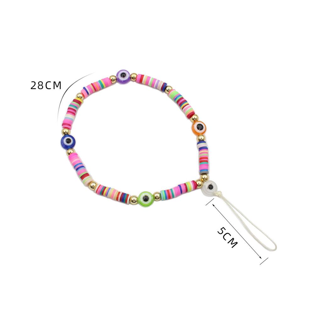 Color mobile phone chain beads selling devil's eye soft pottery mixed color mobile phone chain lanyard manufacturers.