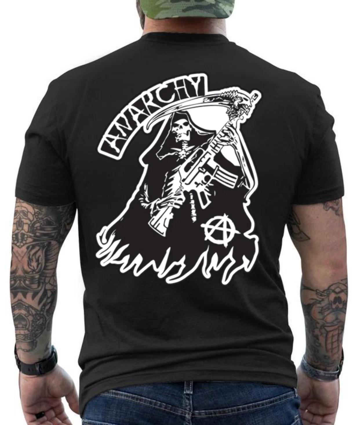 Anarchy Grim Reaper Skull Biker Graphic Design T- Shirt XL