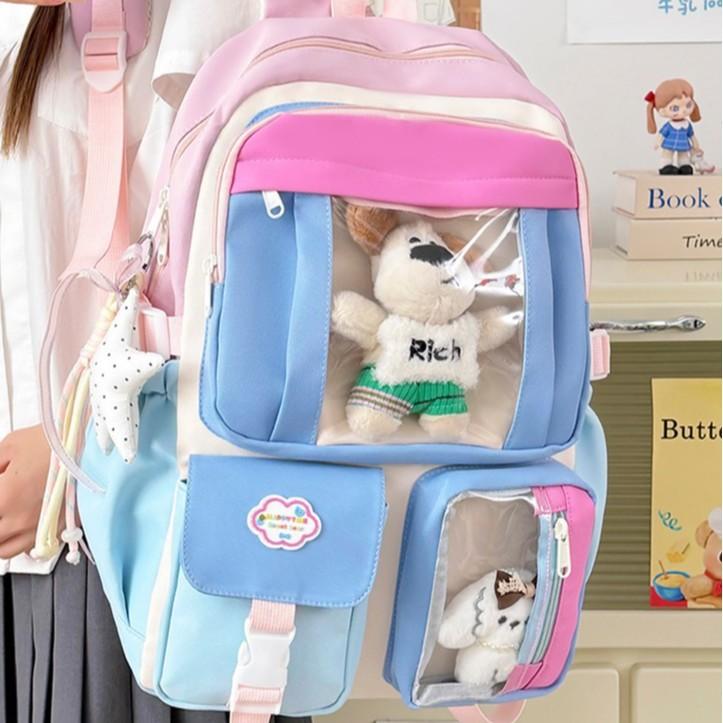 Schoolbag Wholesale Ins Wind Large Capacity High School Student Schoolbag Female Korean Version Harajuku Versatile Backpack Junior High School