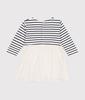 tulle dress A0CUM 24 months 86cm [Petit Bateau] Long-sleeved Off-white/multi-color