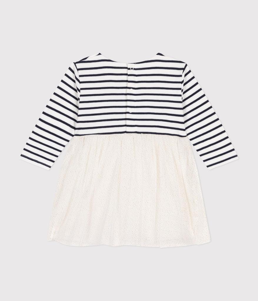 tulle dress A0CUM 24 months 86cm [Petit Bateau] Long-sleeved Off-white/multi-color
