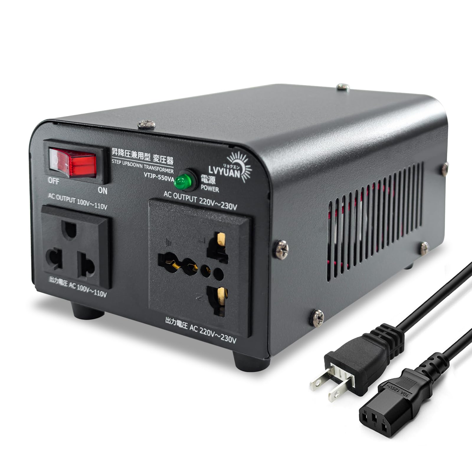 

LVYUAN 550W Dual-Use Transformer, 100V110V-220V240V, Freely Converts UpDown, Step-Down and Step-Up, Portable, Travel Transformer [Compatible with