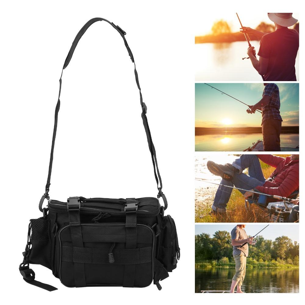 Polyester Fishing Shoulder Bag Adjustable Straps Fishing Bag Fishing Tool Bag  Outdoor Storage