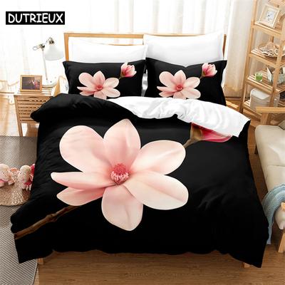 Rosa Blume König Bettwäsche Set Schwarzes Bettbezug Set Bettwäsche Digitaldruck Bettwäsche King Size Bettbezug Set Bettwäsche Set