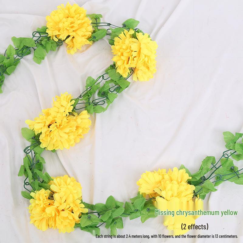 Artificial Chrysanthemum Vines for Cemetery and Memorial Decor - Silk and Plastic Hanging Floral Decoration