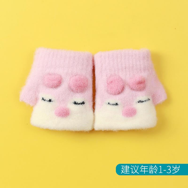 Xuehuaxiu Children's Thermal Gloves Cute Cartoon Baby Toddler Half Finger Bag Knitting Wholesale Children's Models