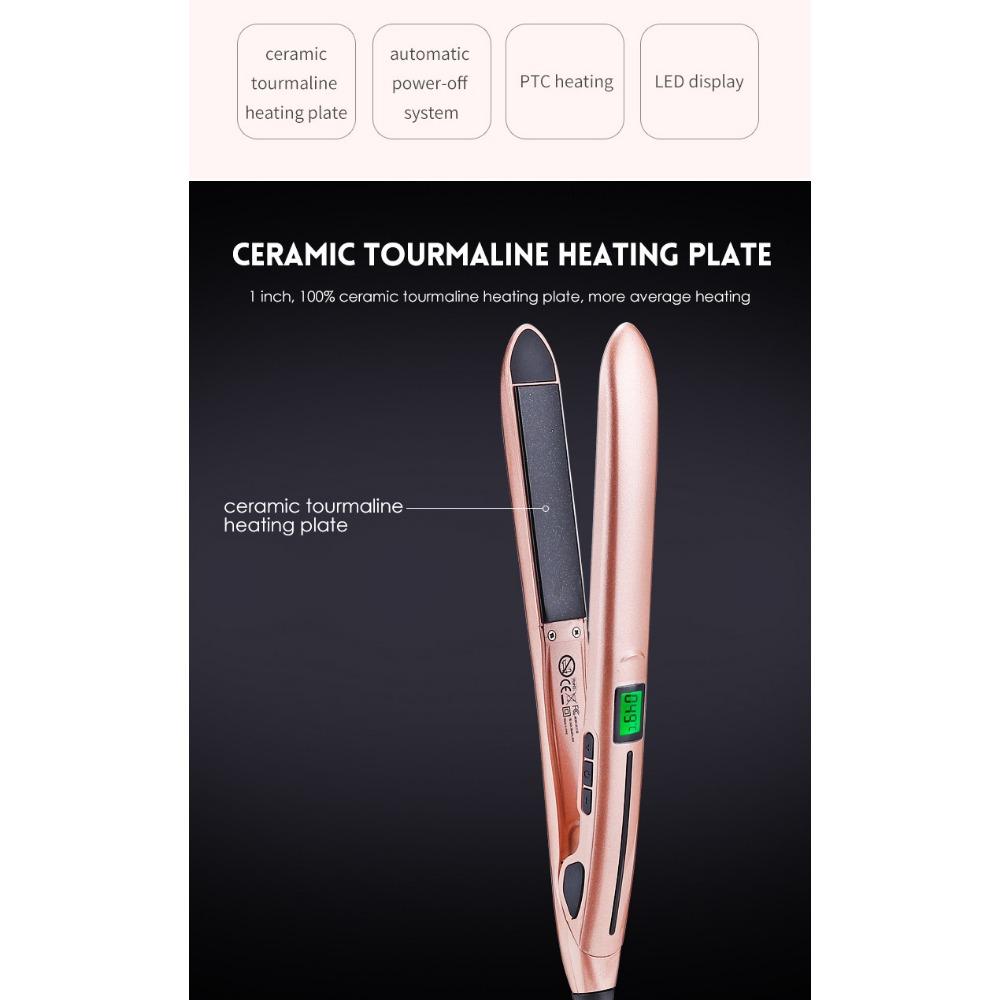 Piastra per capelli due in uno regolatrice di temperatura con display della temperatura, Piastra per capelli a doppio scopo per arricciare e lisciare, con olio ceramico