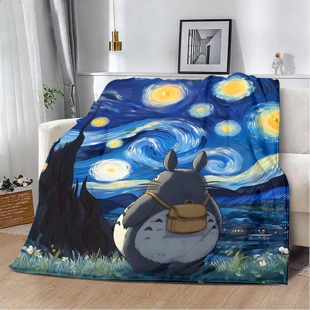 Hot Anime Cartoon Printed Blanket Picnic Blankets Warm Blanket Soft and Comfortable T-TotoroS Blanket Home Travel Birthday