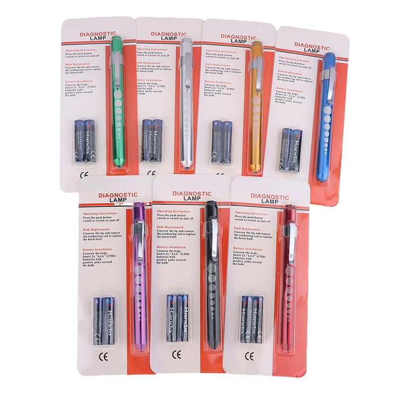 Portable Medical Led Penlight With Pupil Gauge Ruler With Battery Mini Flashlight White+Yellow Light For Doctor Nurse Diagnosis