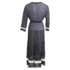 ANAYI White X Navy Striped Waist Ribbon Long Sleeve Dress Dress 38 Black White StripesUsed