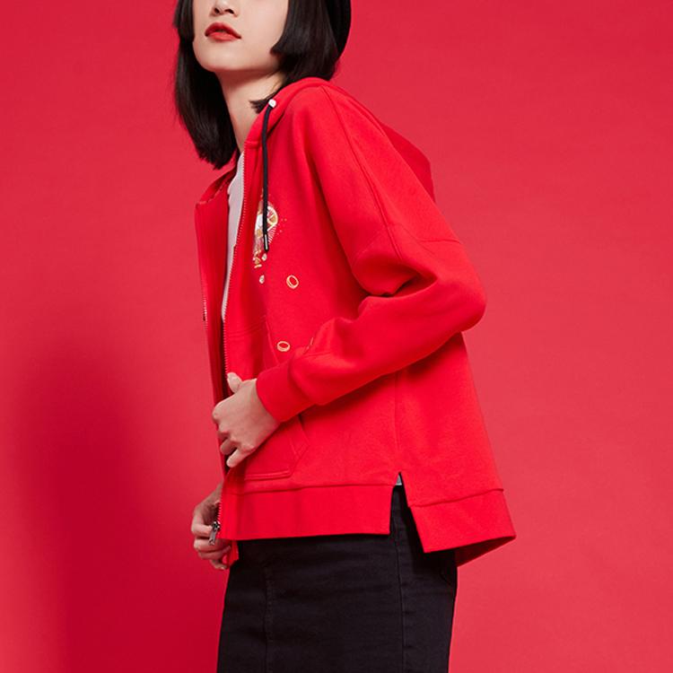 Li Ning Loose Fit Hoodie Sports Jacket Women Jackets Cinnabar-Red AWDQ136-1
