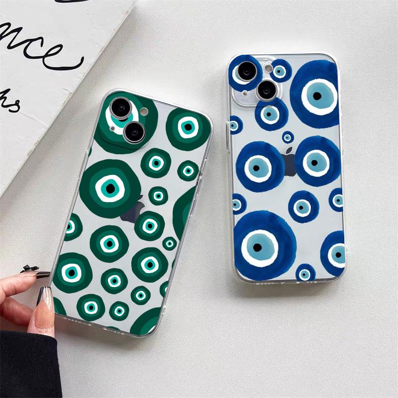 Gorgeous Eyes Blue Evil Eye Print Phone Case For IPhone 14 Plus Pro Max 12 13 11 Pro Max Mini X XR XS Transparent Back Covers