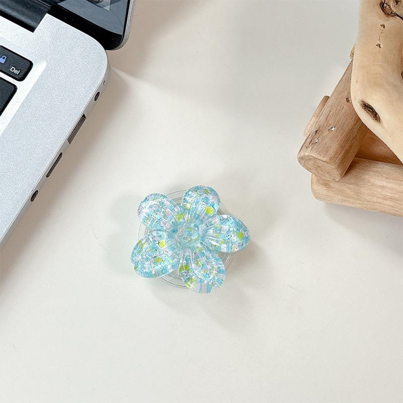 Color Sequins, Three-Dimensional Flowers, Mobile Phone Airbag Holder, Magnetic Telescopic Ring, Suitable For Magsafe Desktop Watching Dramas