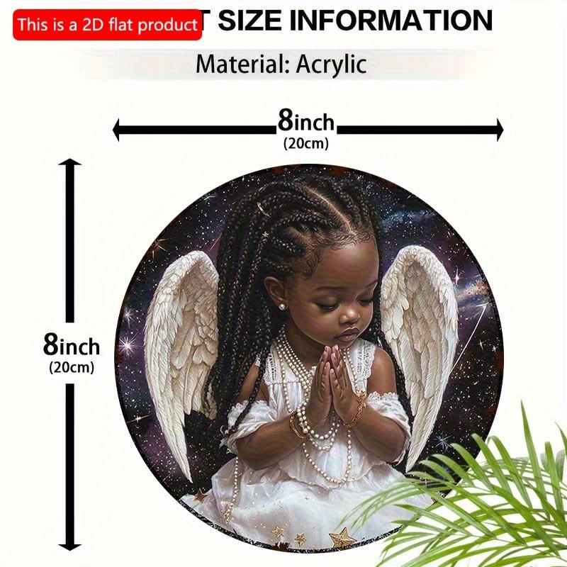 

Круглая плоская печать 2D, логотип деревянной куклы-ангела из Африки (8x8 дюймов), Крылья ангела/золотой логотип Little Angel, подходит для дома/гаража/кофейни 20cm*20cm