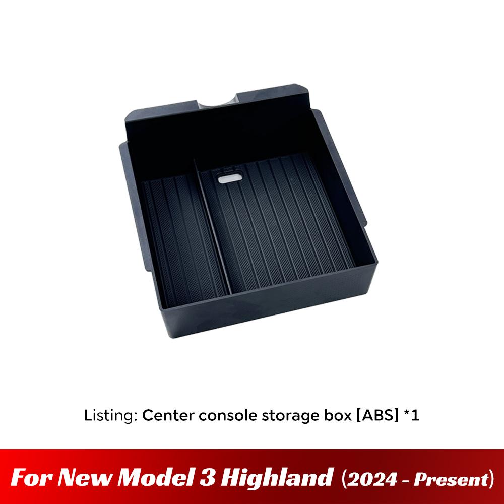 For Tesla Model 3 Highland 2024 2025 Center Console Eyeglasses Storage Case Armrest Storage Box Upper&Lower Flocking Accessories