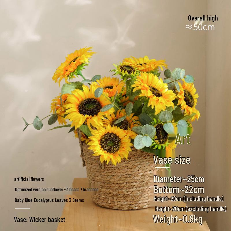 Sunflower Silk Flower Arrangement: Artificial Dried Flowers for Living Room, Dining Table, and Photo Props