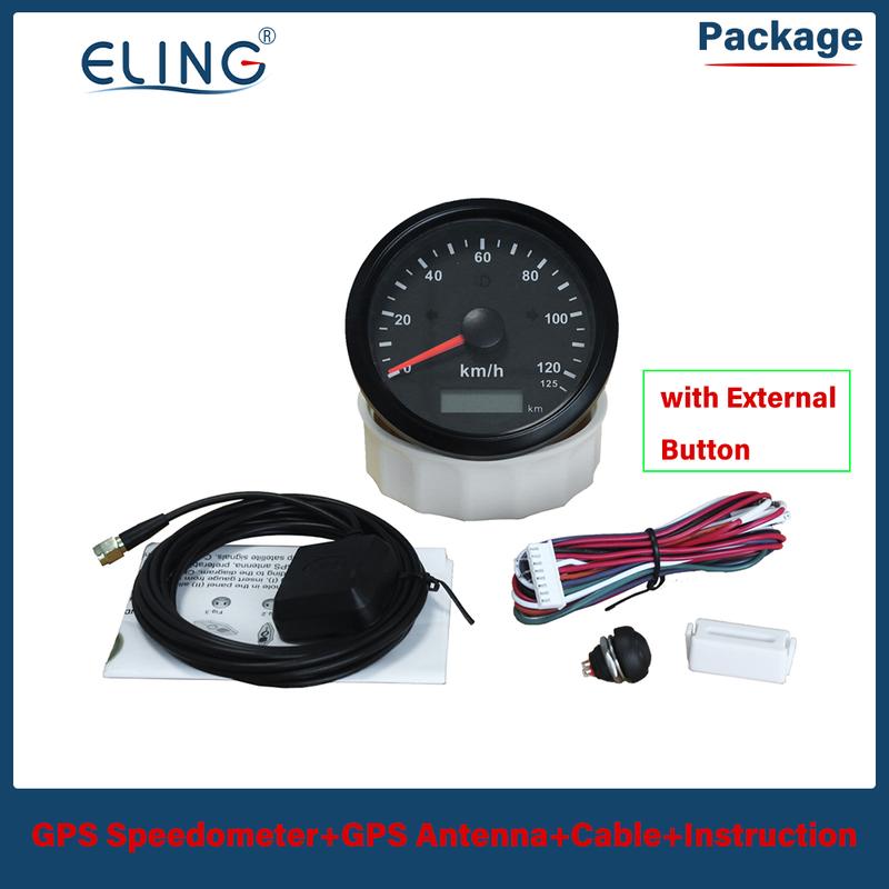 ELING 85mm GPS Speedometer 0-125MPH 0-160MPH 0-200MPH Odometer Left Right High Beam with Red Yellow Backlight for Auto Truck RV