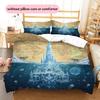 Ocean Fantasy Castle Pattern Bedding Quilt Set  Home Decoration  Gift (1 * Duvet Cover + 2 * Pillowcase  Without Core)