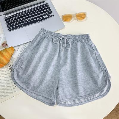 Pantaloncini da Donna per l'Estate Stile Coreano Vita Larga Pizzo Colore Unico Vita Alta Sportivi Dimagranti Pantaloni